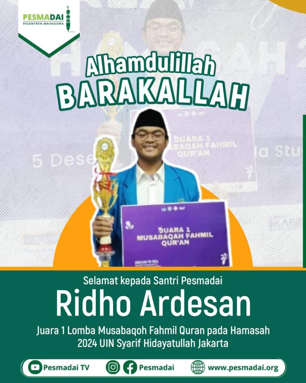 Santri Pesmadai Juara 1 Musabaqah Fahmil Quran Nasional
